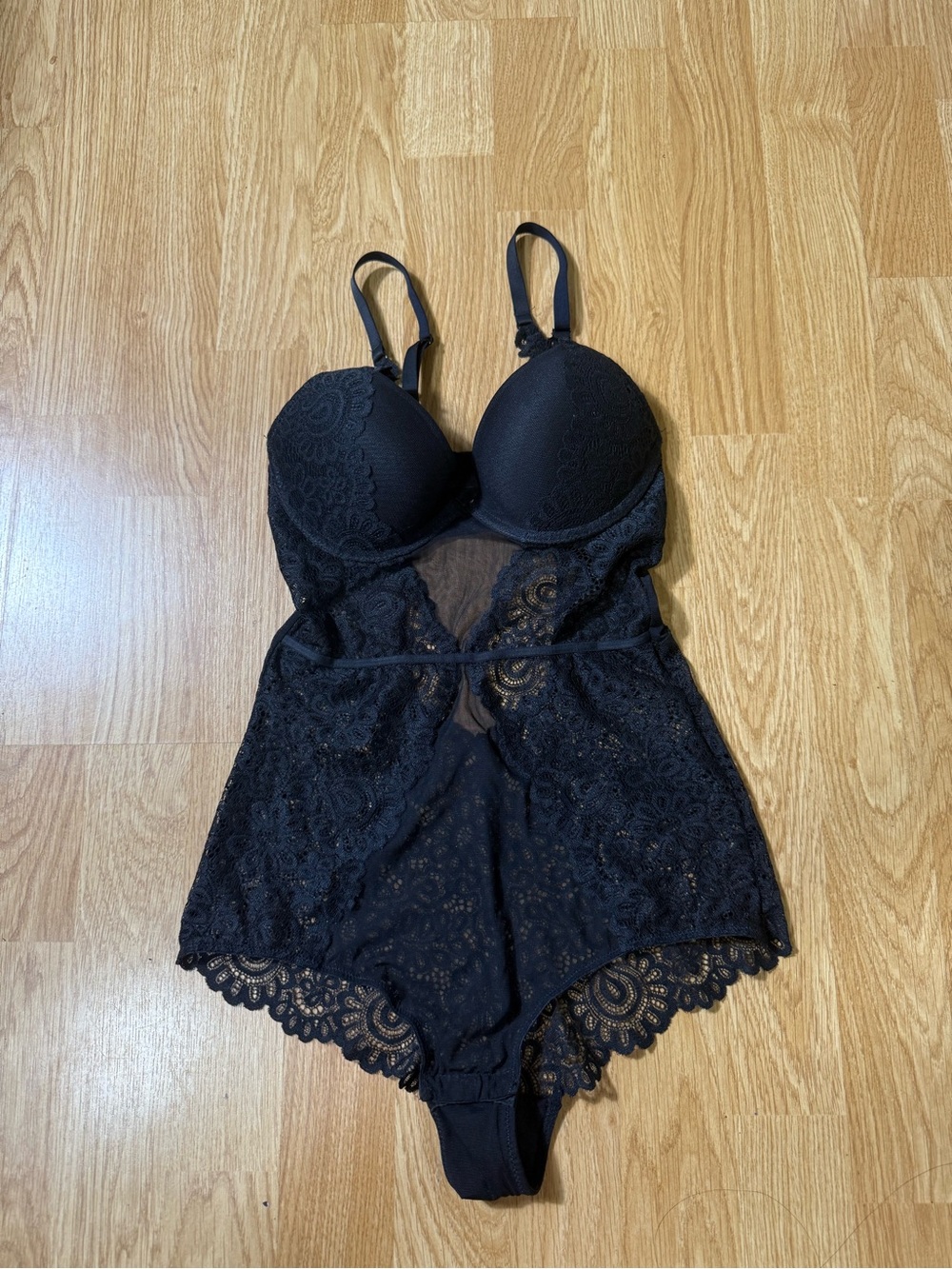 H&M Black Lace Chemise Bodysuit - Size 6